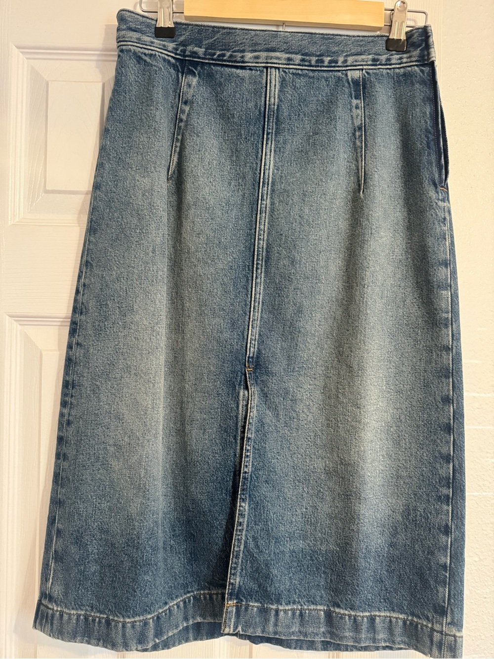 Madewell Light Blue Denim Midi Skirt - Flare Panel